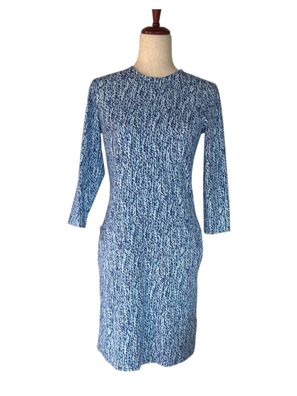 J McLaughlin Catalina Cloth Catalyst Dress Extra Small Blue Aqua Abstract Print